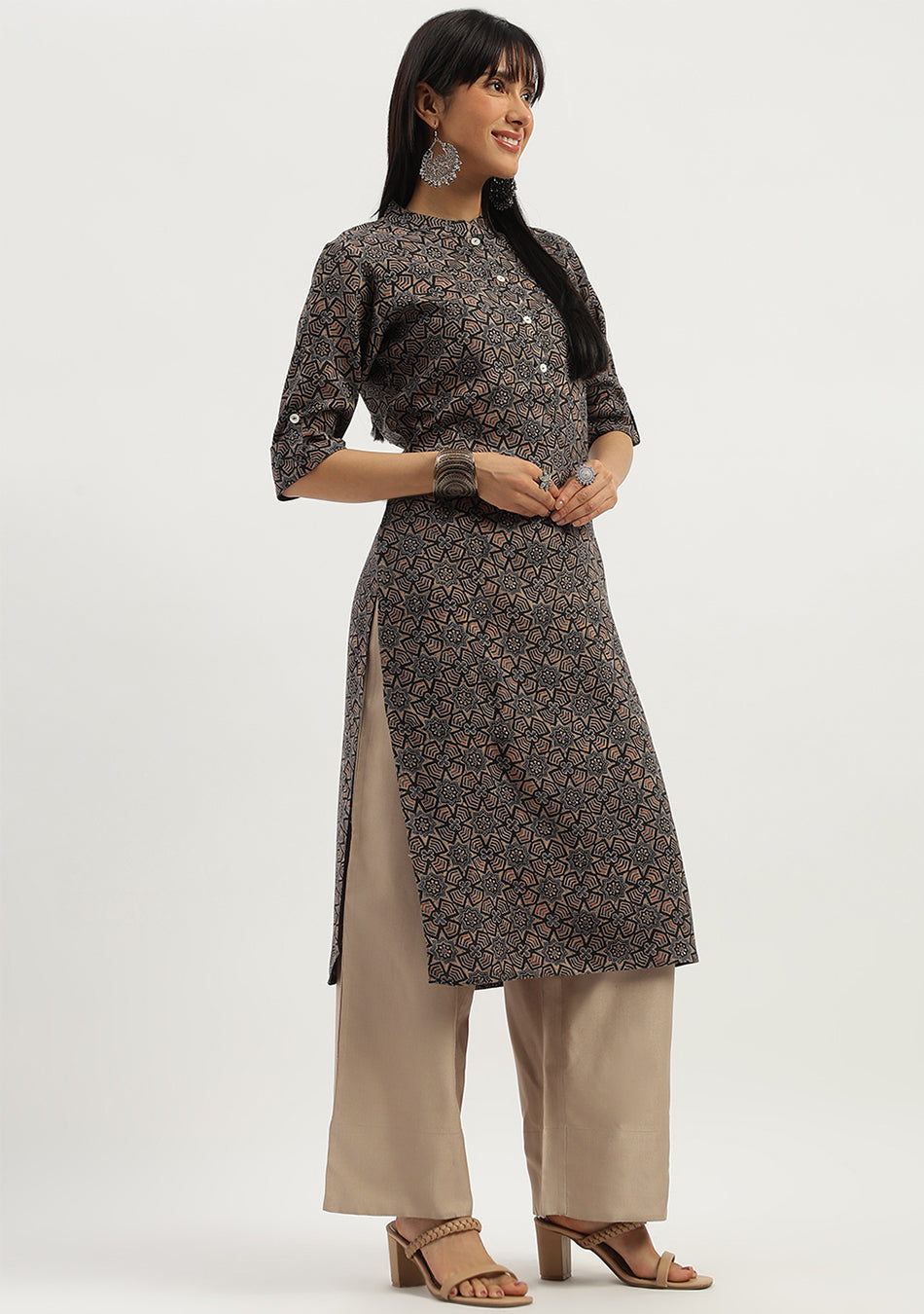 Mocha Maze Straight Kurta