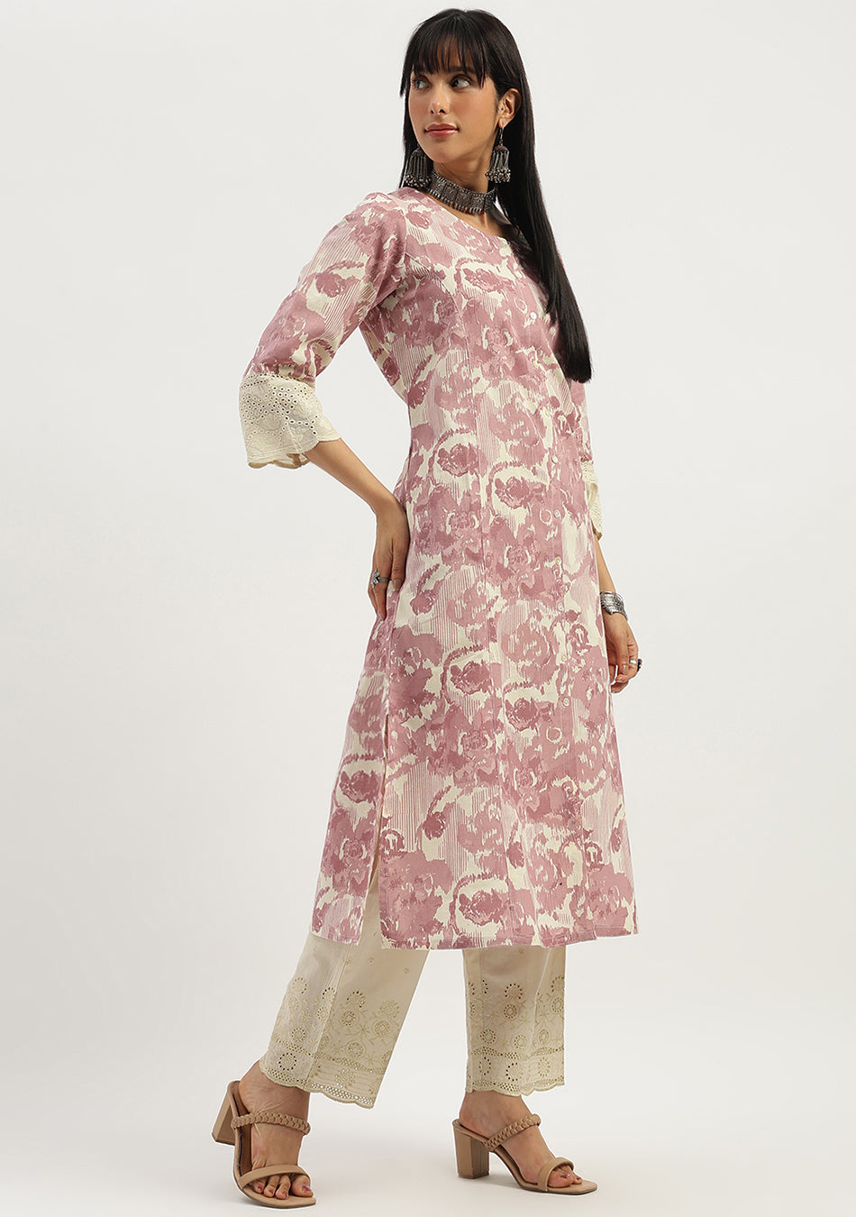 Blush Bloom Schiffli Kurta