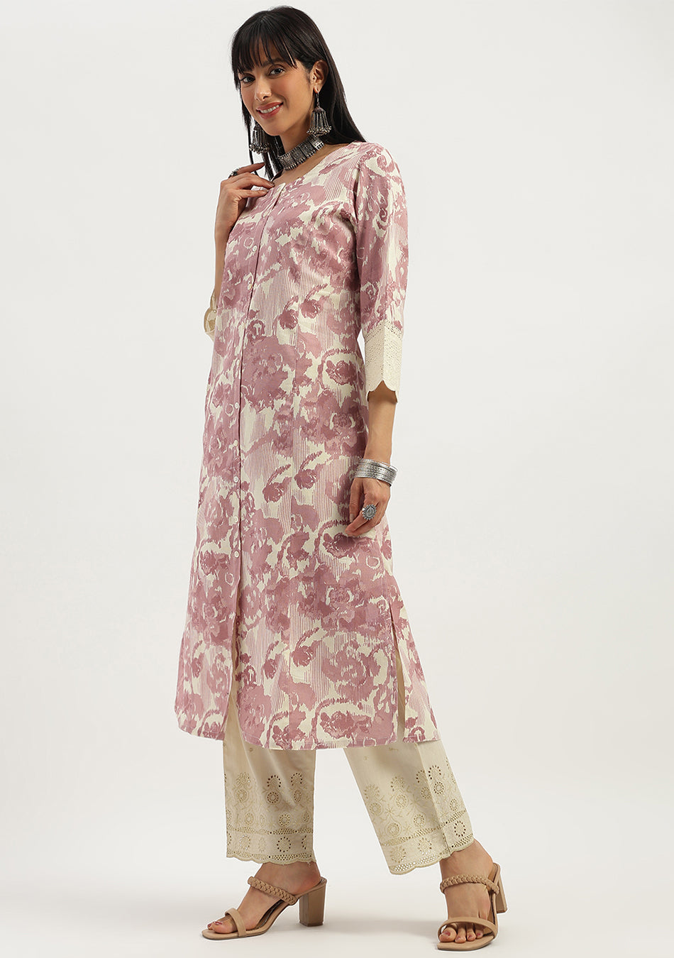 Blush Bloom Schiffli Kurta