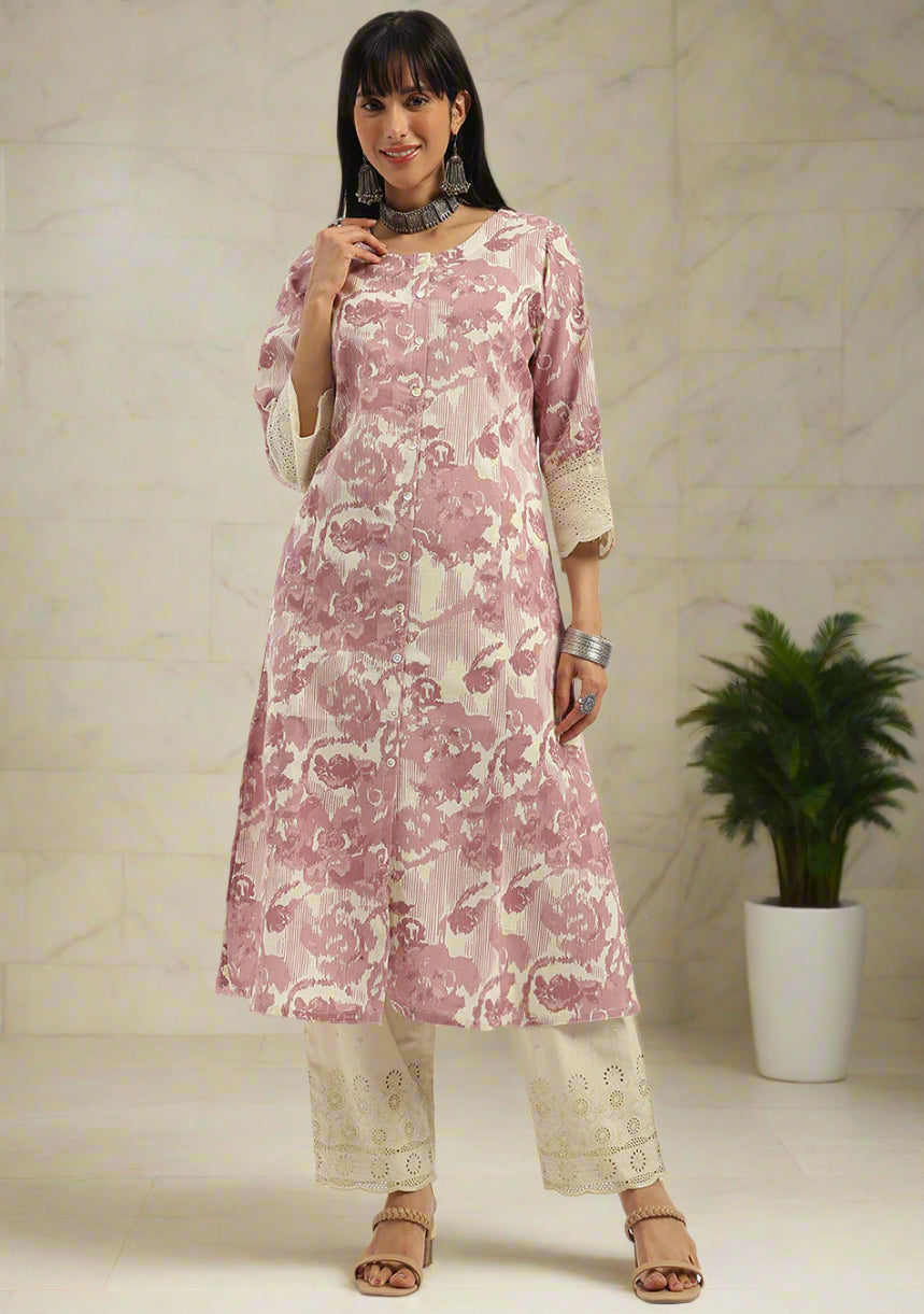 Blush Bloom Schiffli Kurta