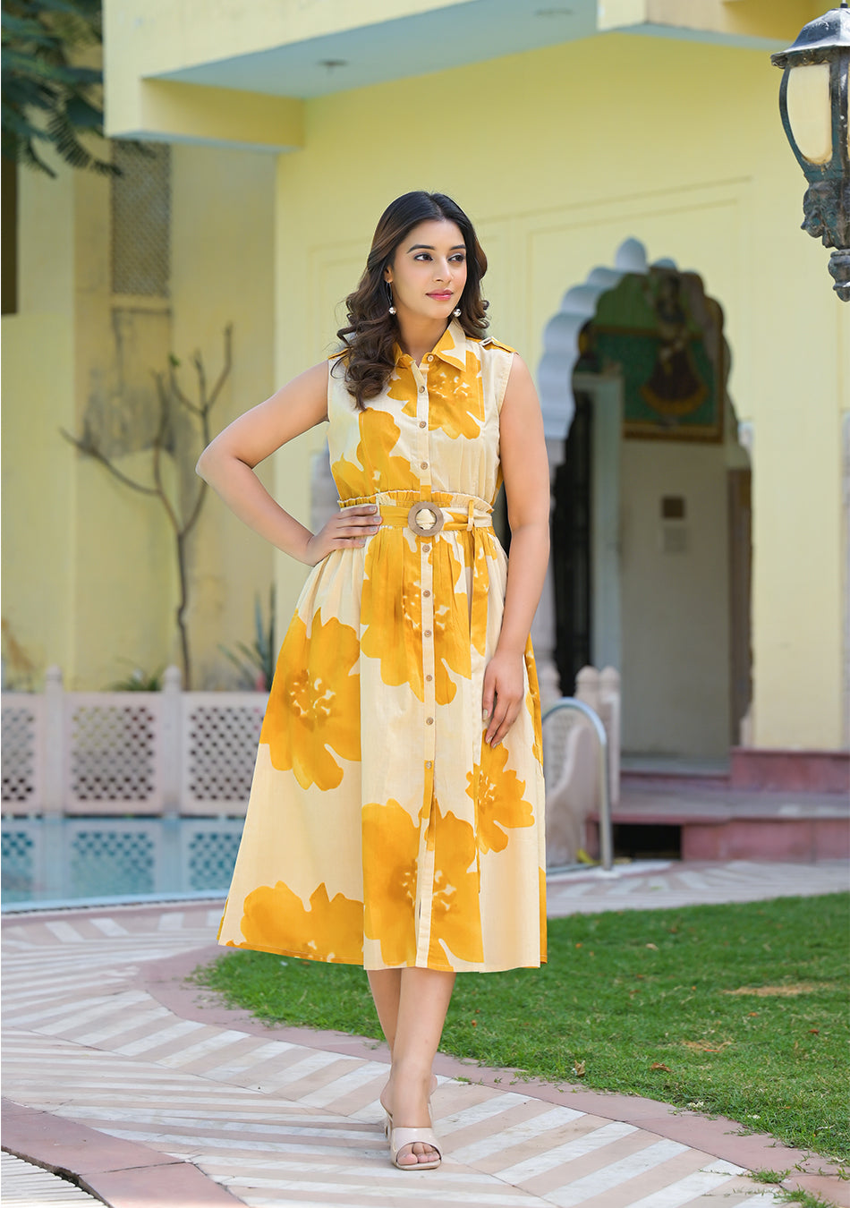 Golden Bloom Charm Dress