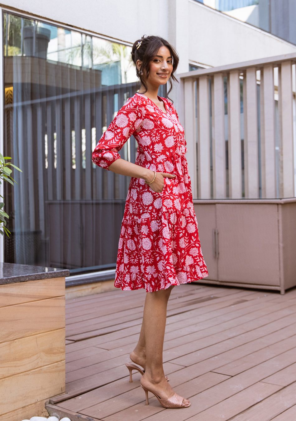 Red Floral Delight Dress