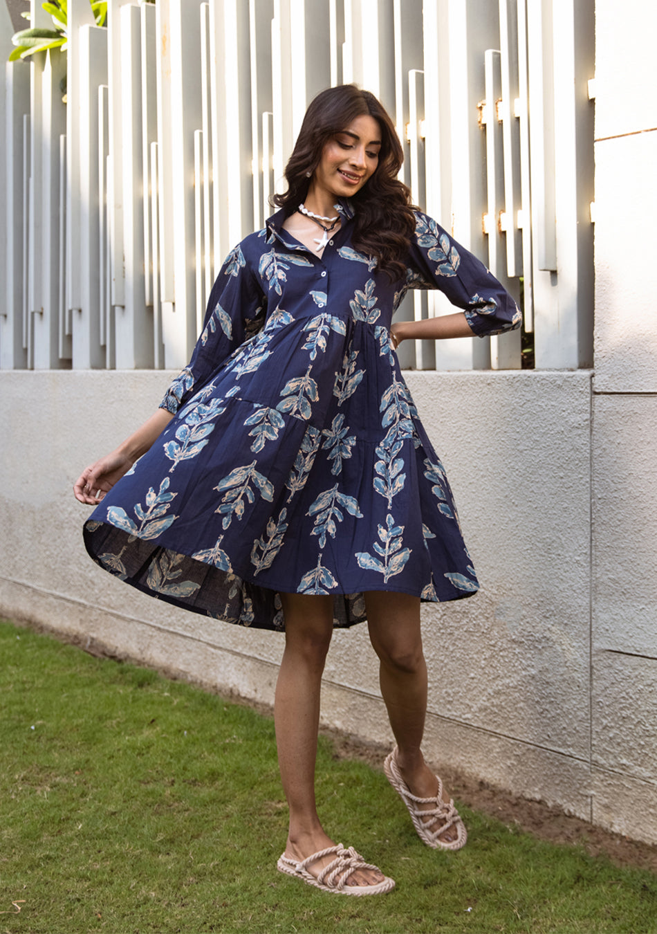 Sapphire Leafy Dress