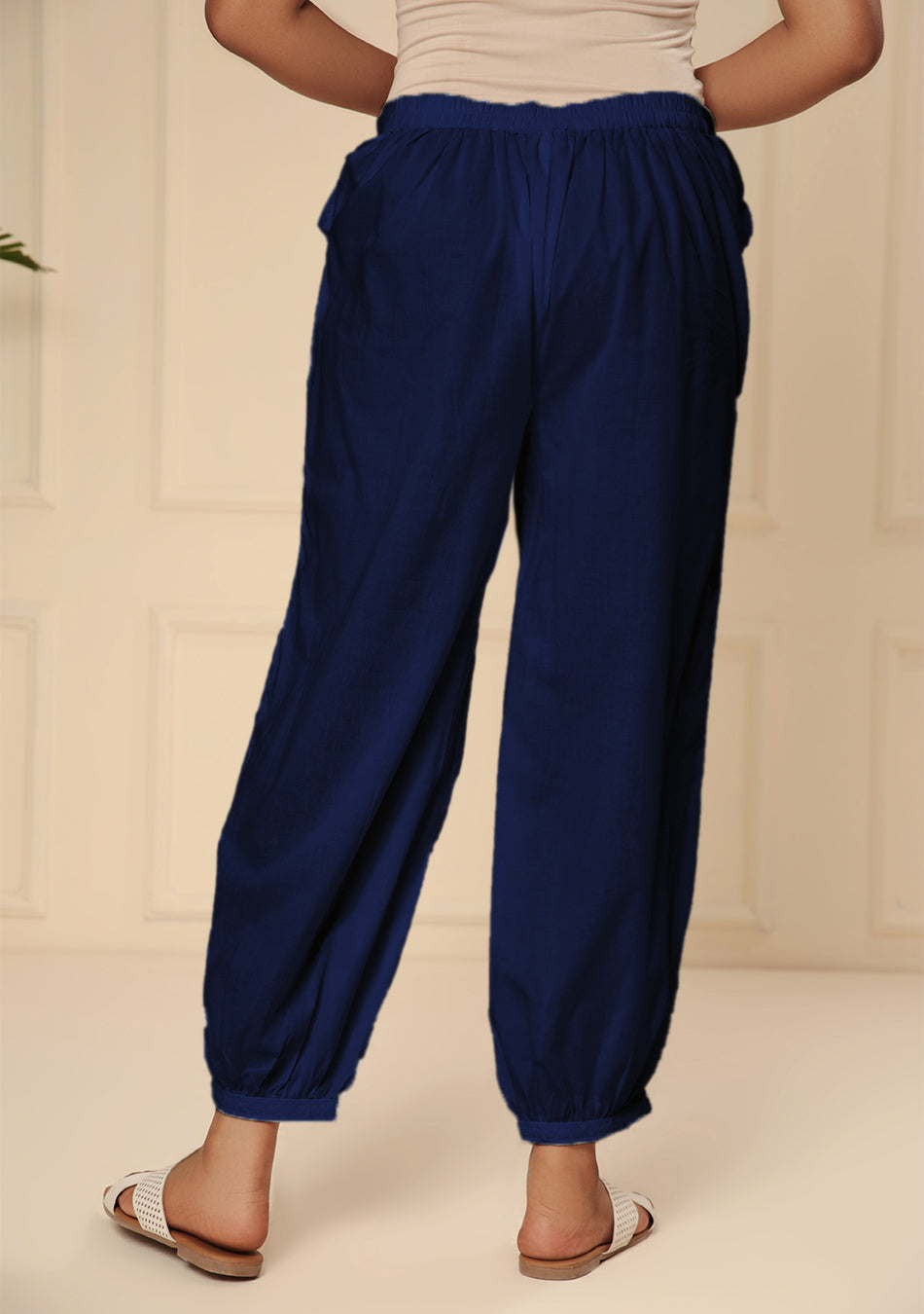 ROYAL BLUE EMBROIDERED LACE CUFF PANT