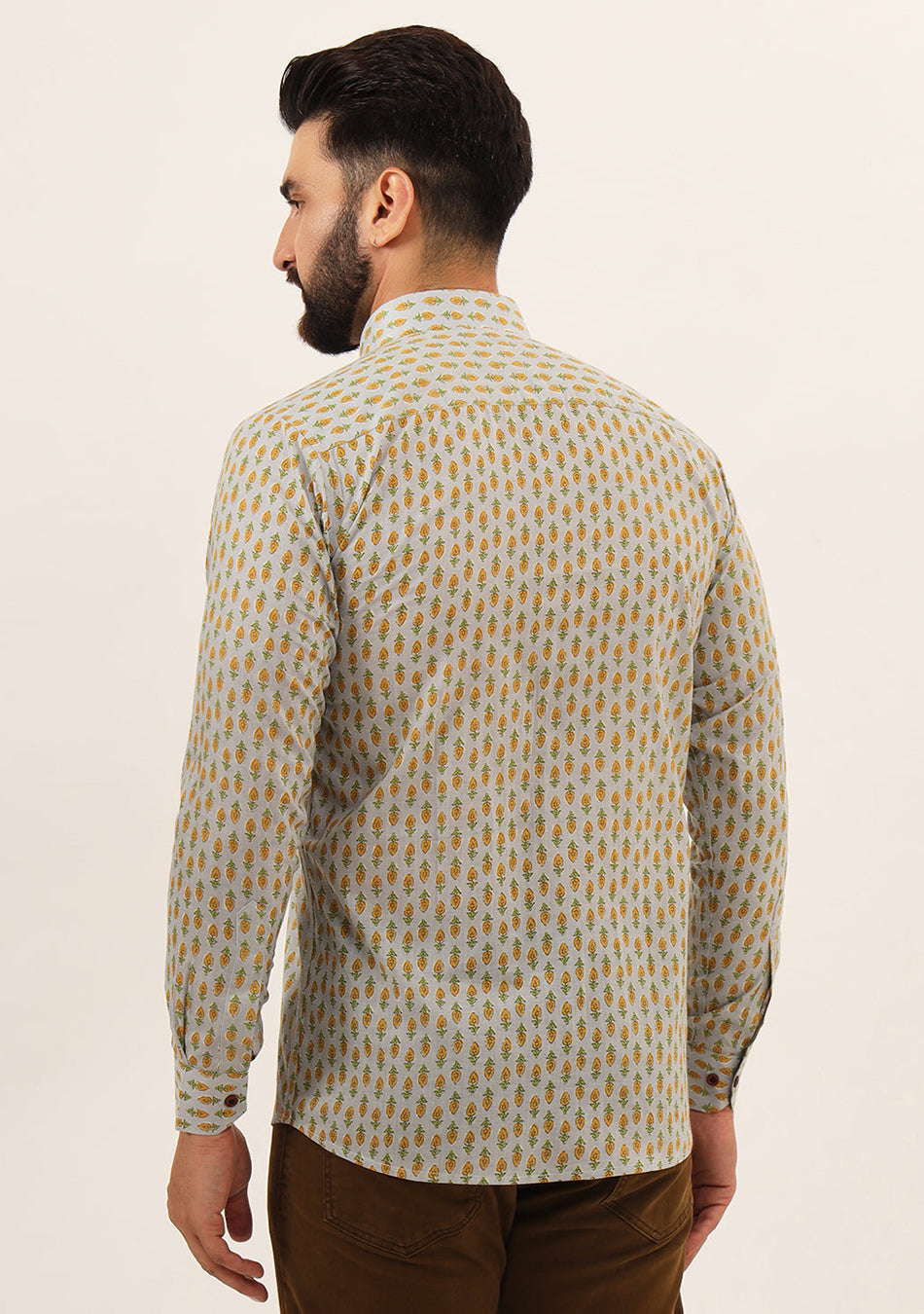 White Booti Print Pure Cotton Regular Fit Casual Shirt