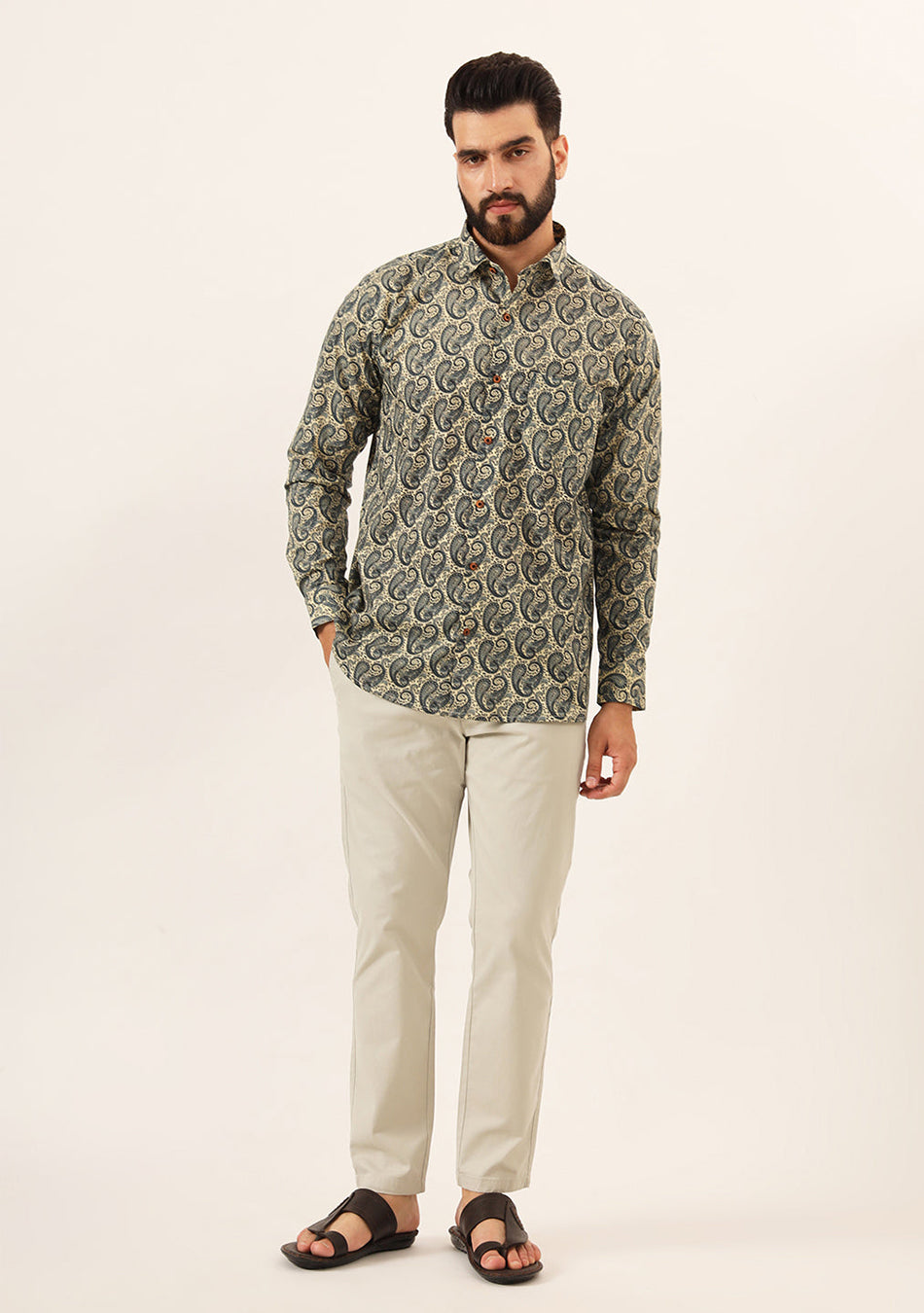 Blue Paisley Print Pure Cotton Regular Fit Casual Shirt