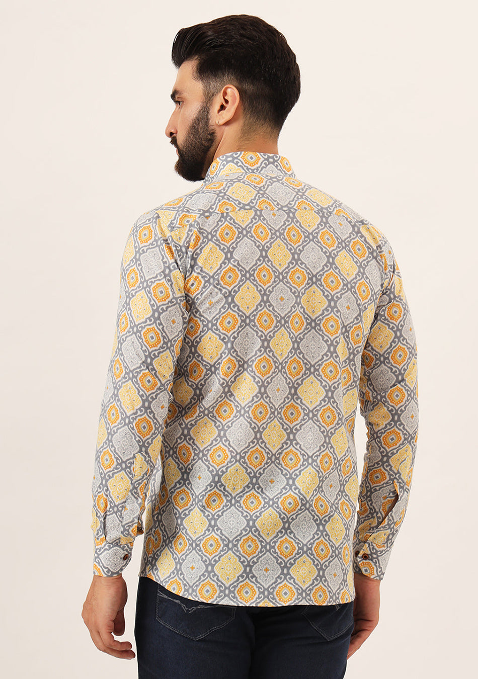 Purple Geometric Pure Cotton Regular Fit Casual Shirt