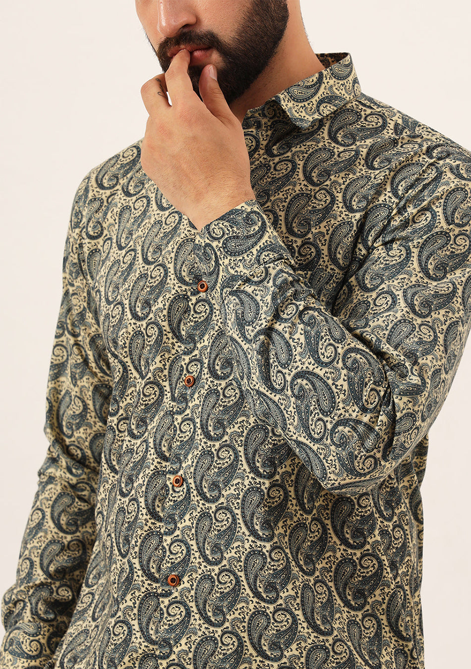 Blue Paisley Print Pure Cotton Regular Fit Casual Shirt