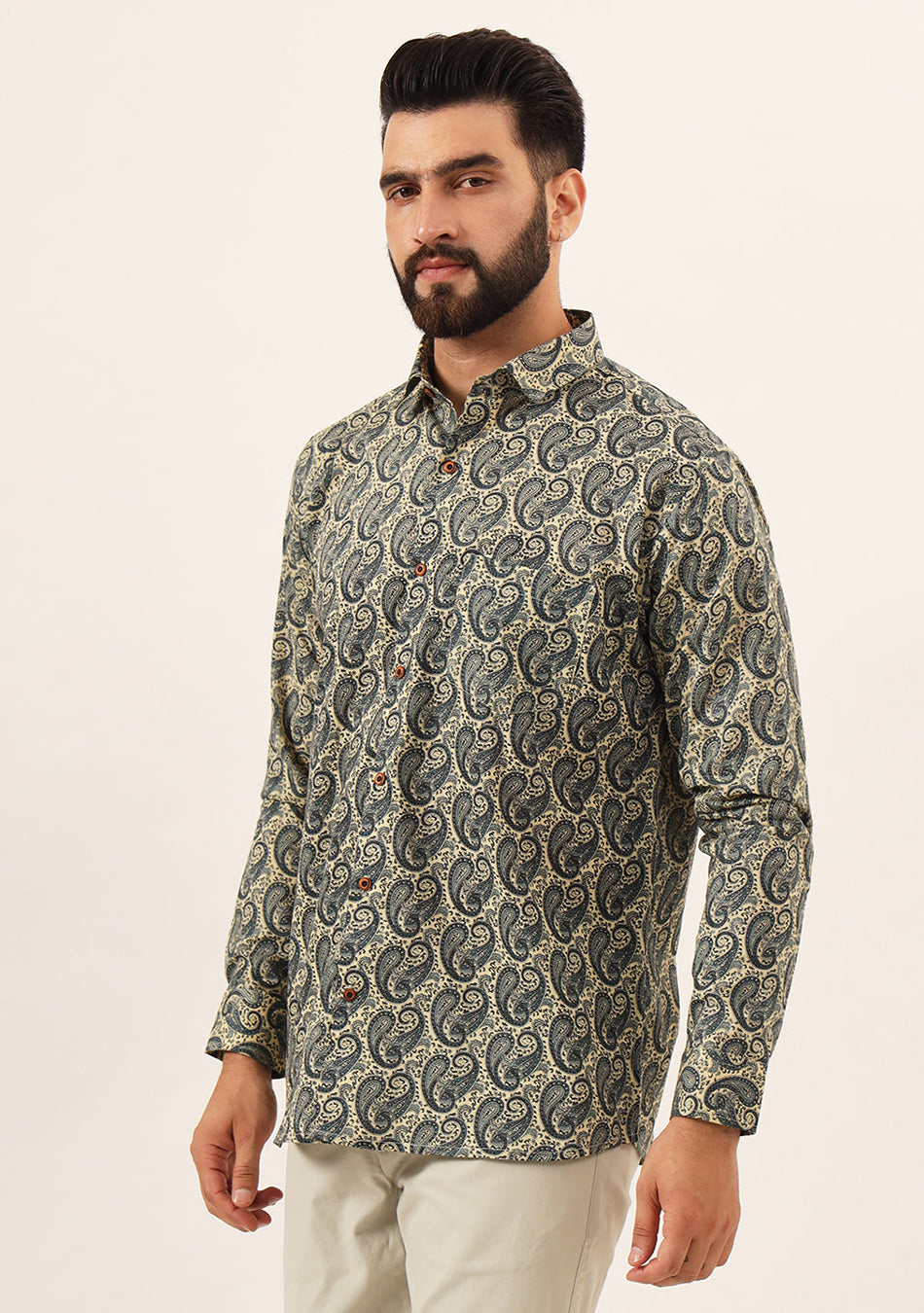 Blue Paisley Print Pure Cotton Regular Fit Casual Shirt