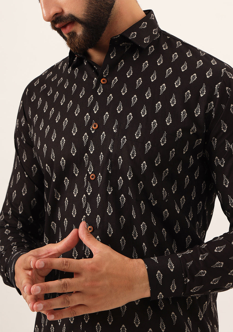 Brown Printed Pure Cotton Regular Fit Casual Shirt