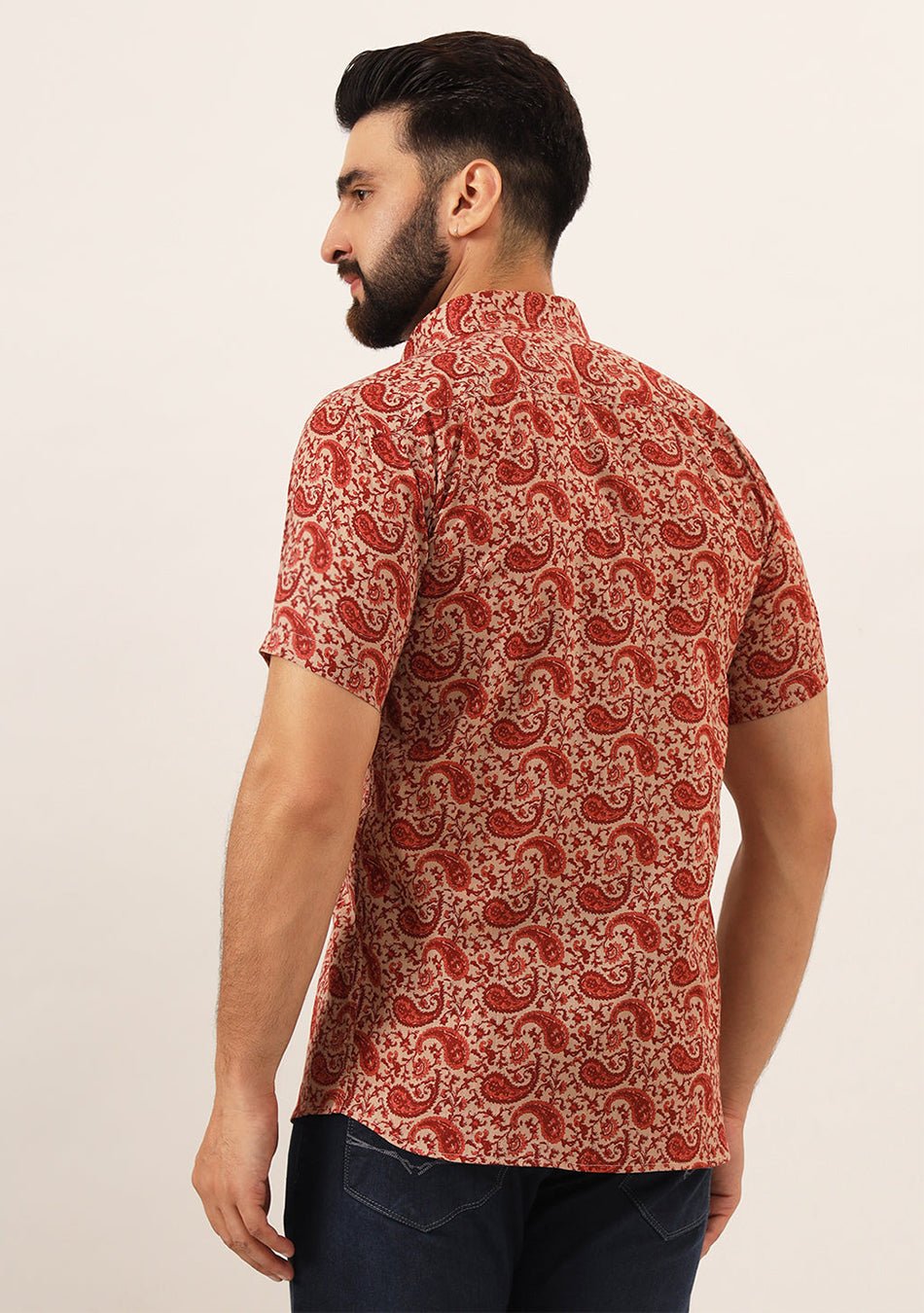 Maroon Paisley Print Pure Cotton Regular Fit Casual Shirt