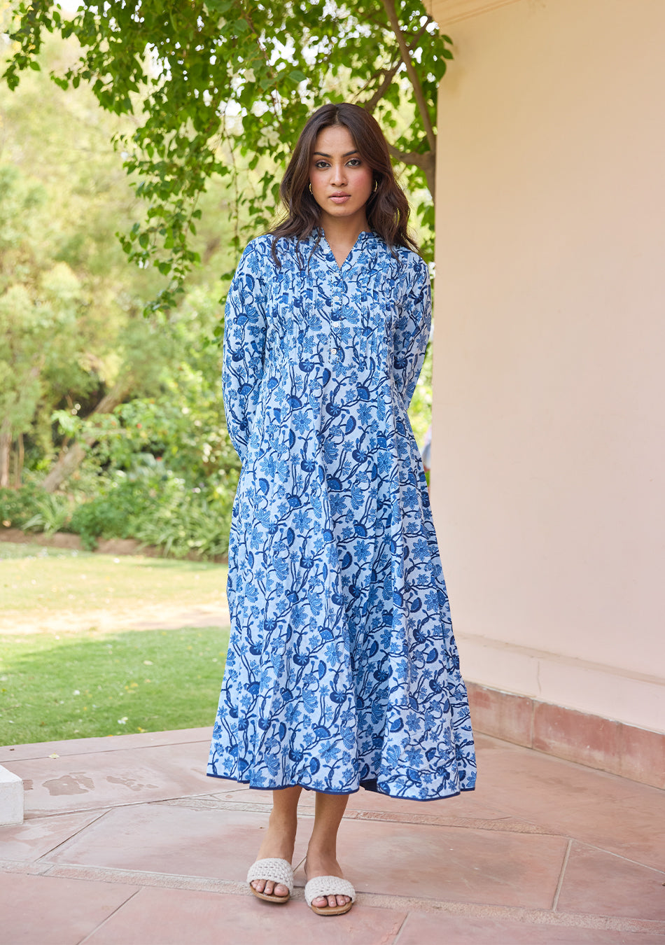Indigo Meadow Flared Dress