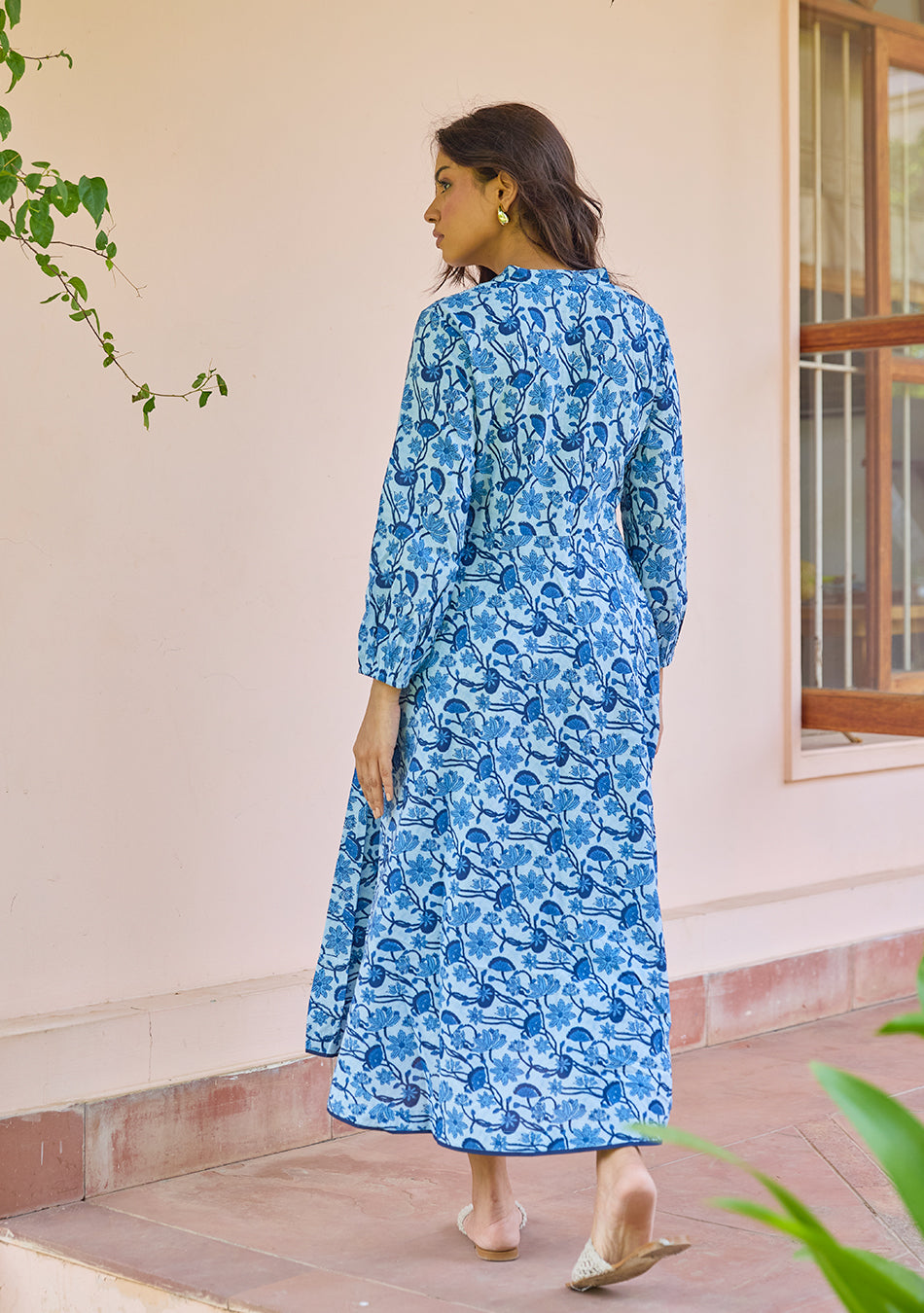 Indigo Meadow Flared Dress