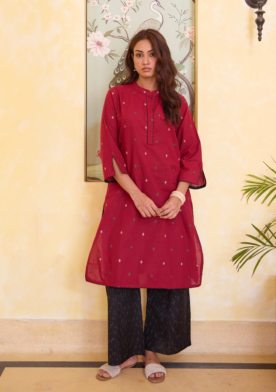 Garnet Grace Ikkat Kurta Set