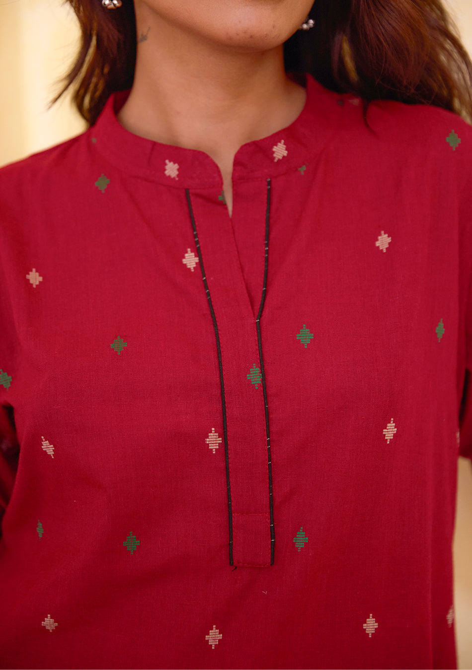 Garnet Grace Ikkat Kurta Set
