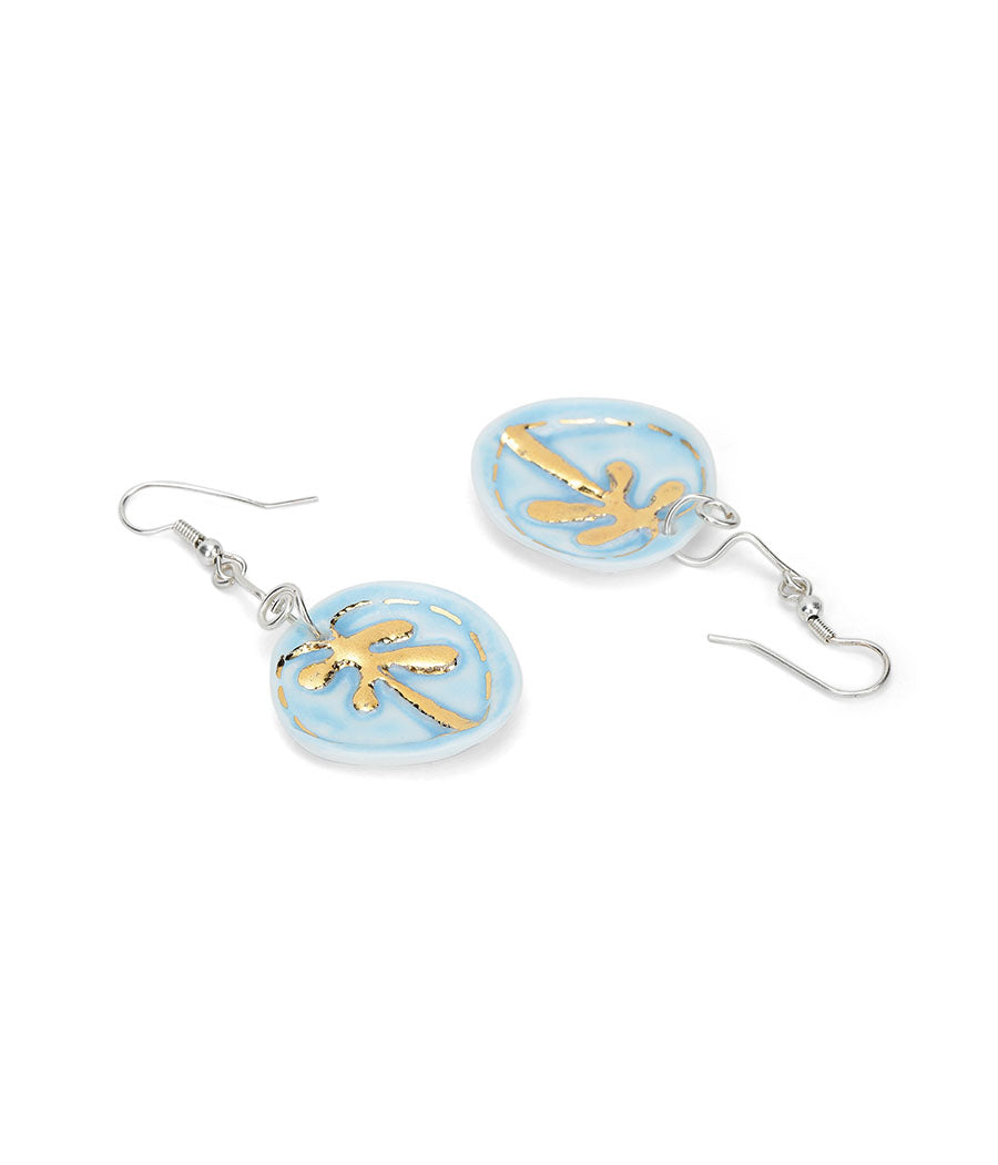 Sky Blue Palm Leaf Earrings