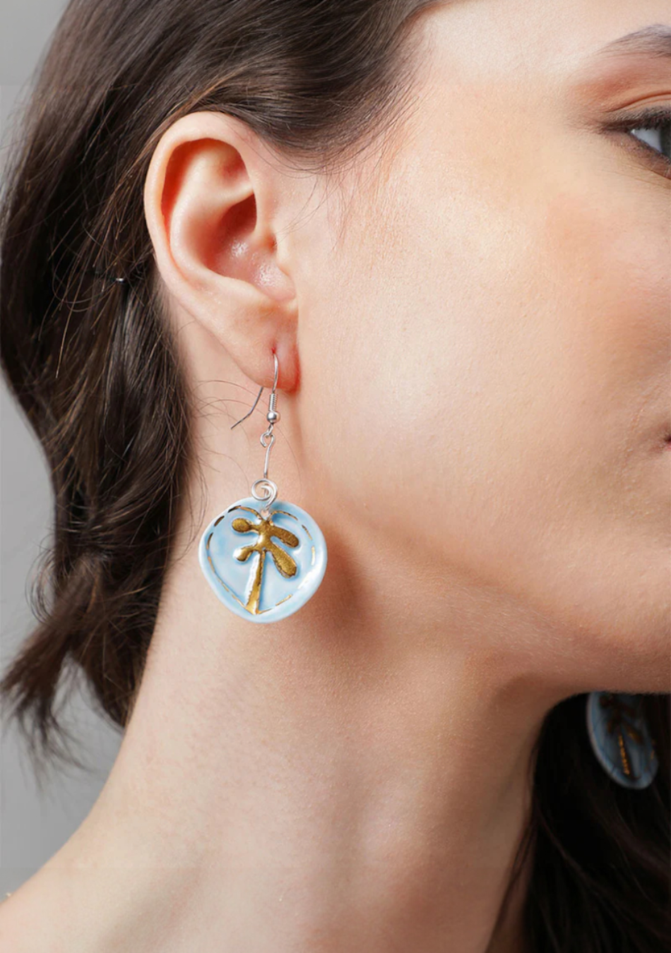 Sky Blue Palm Leaf Earrings