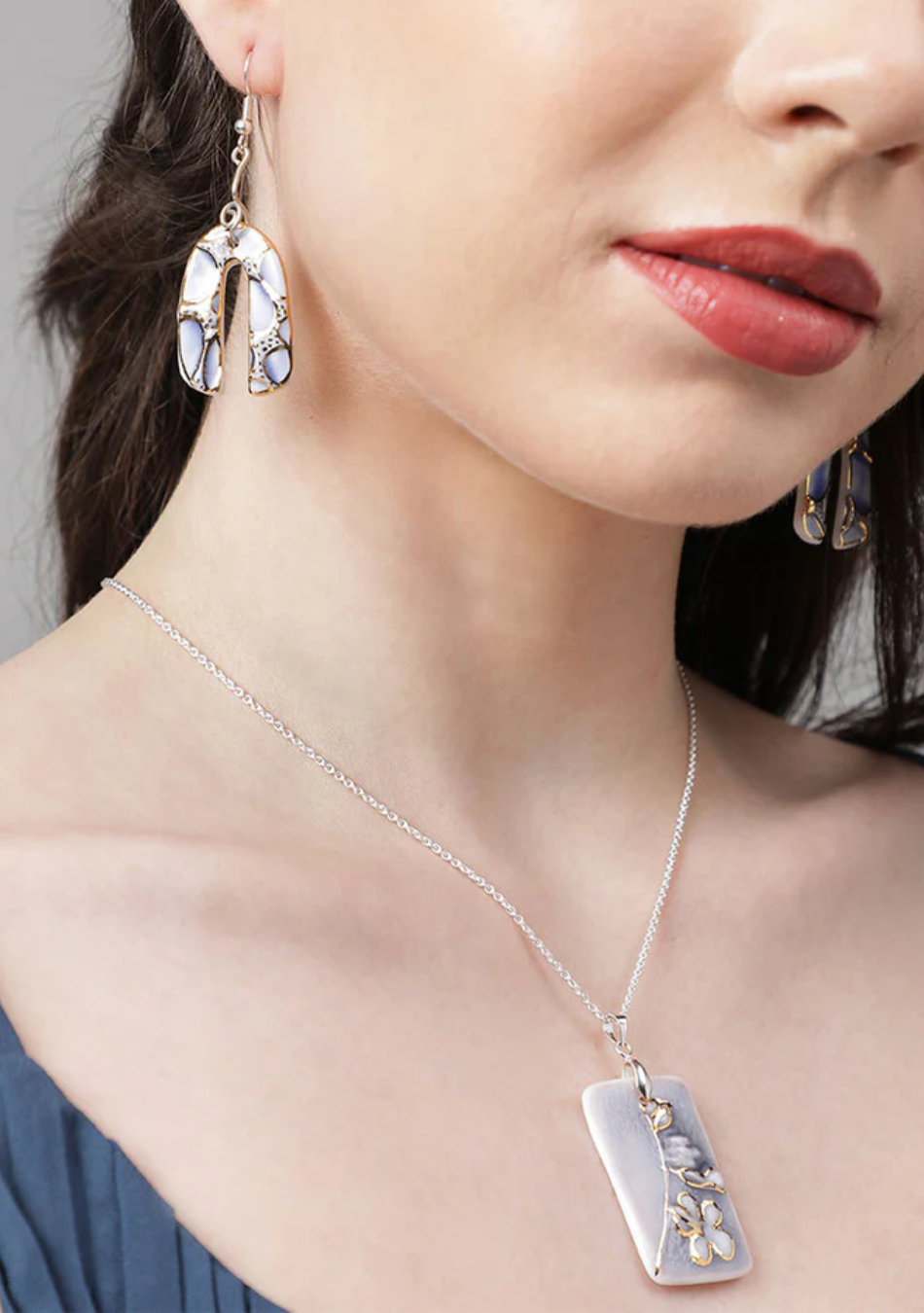 Skyline Curve Earrings Pendant Set