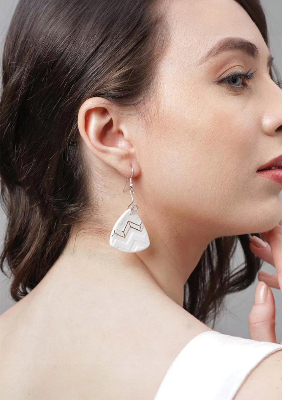 Ivory triangle earrings
