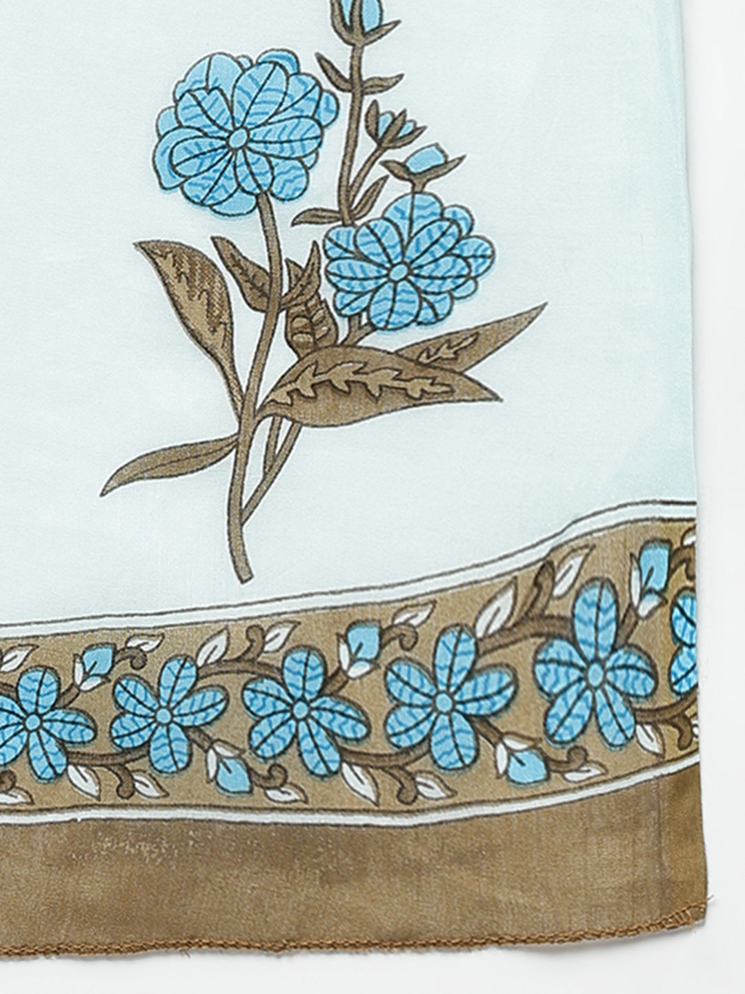Light Blue Floral Print kurta Pant set with Dupatta