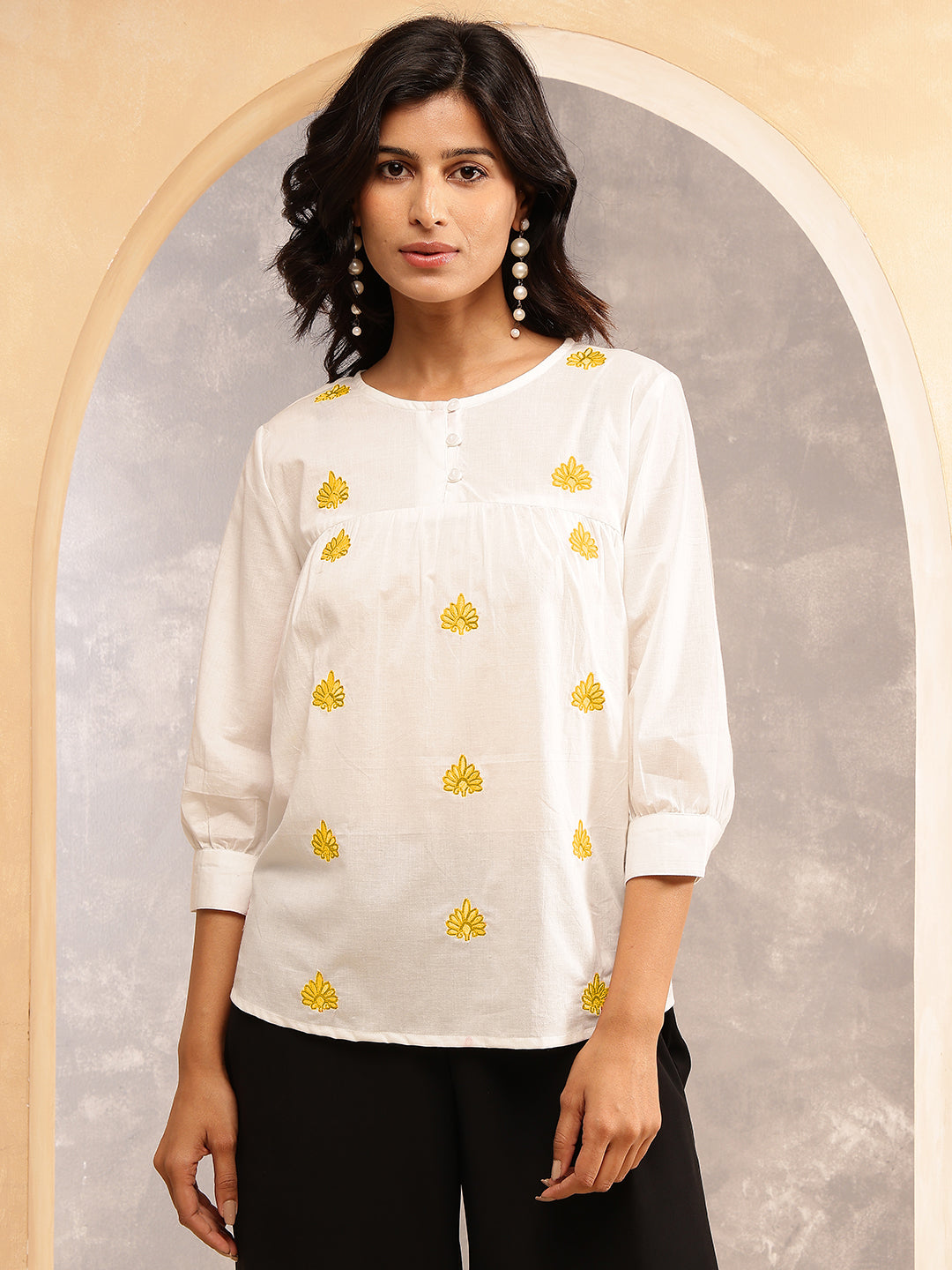 Yellow Floral Pop Top