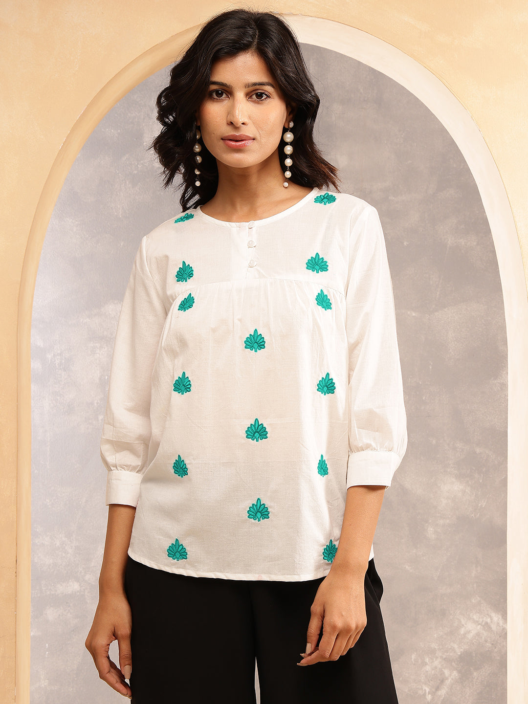 Turquoise floral Pop Top
