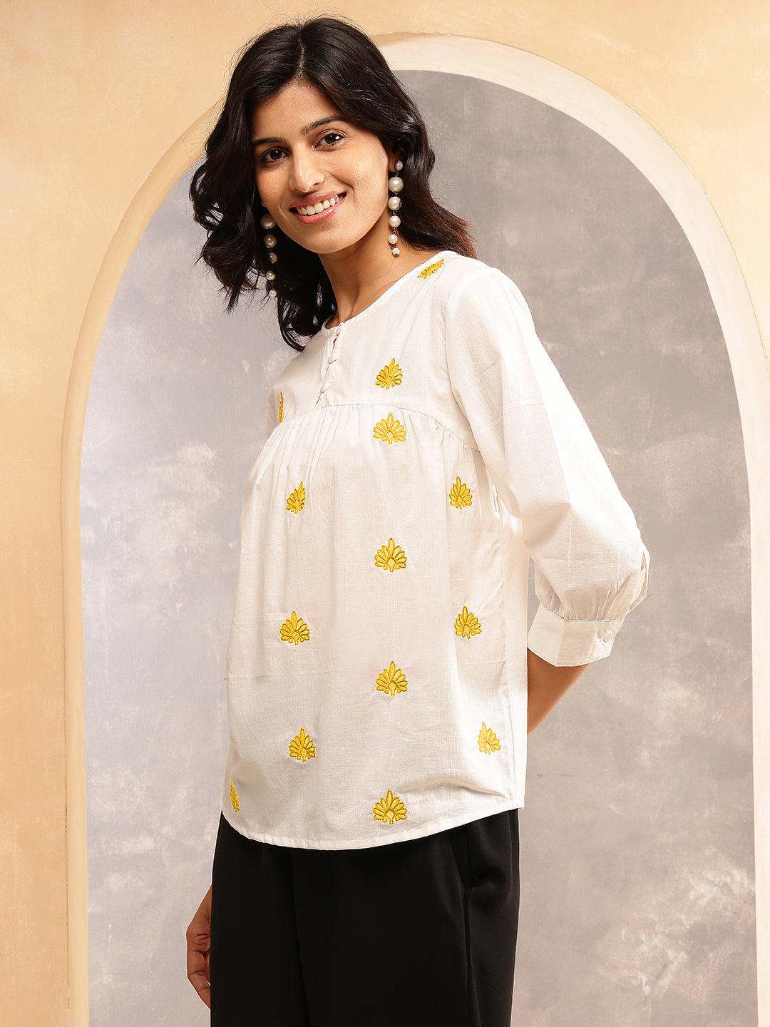 Yellow Floral Pop Top