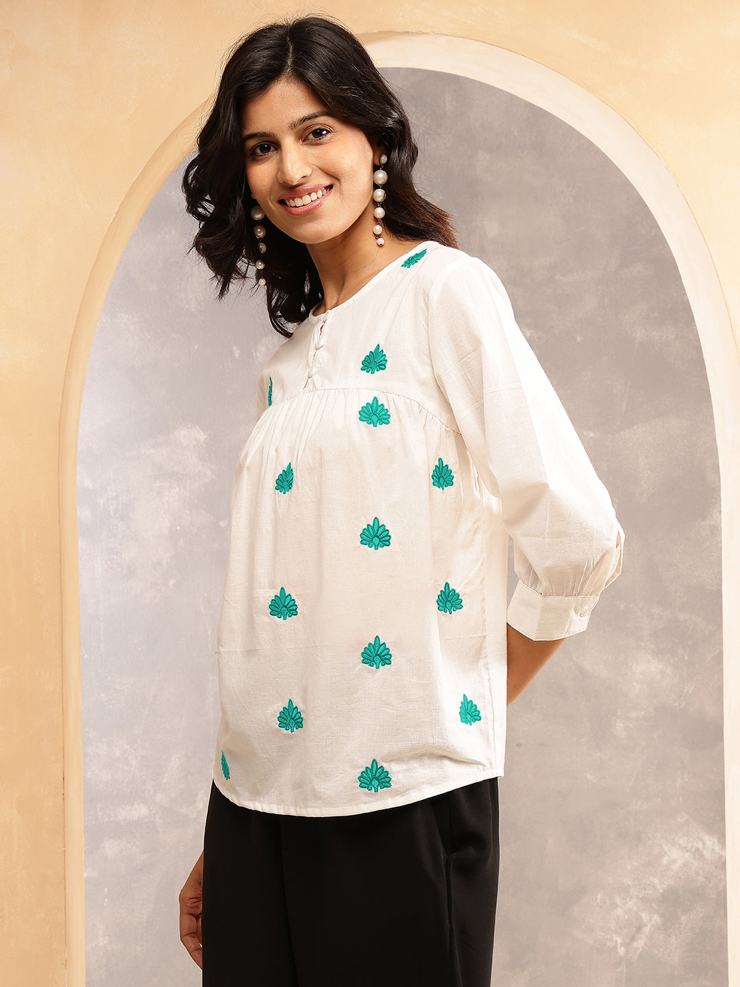 Turquoise floral Pop Top