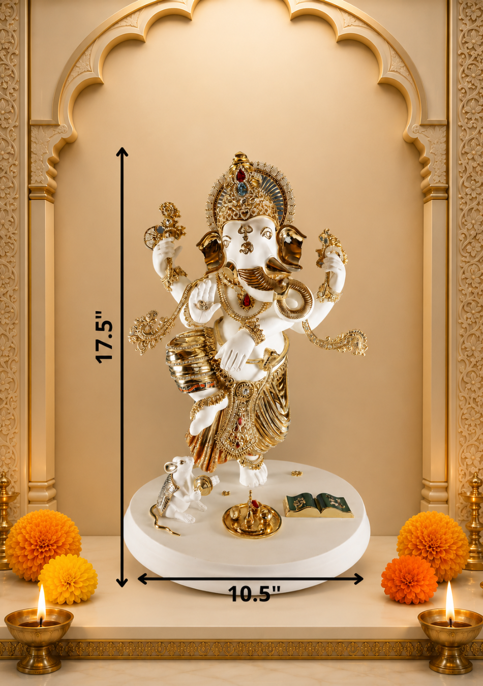 Large format luxury Ganesha idol displayed as a living room centerpiece and mandir decor