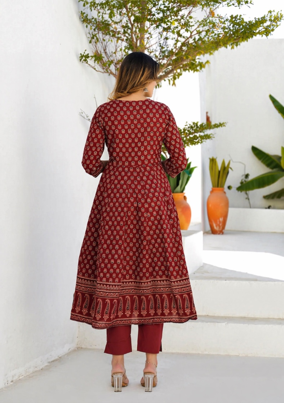 Aravalii Crimson Bloom Heritage Anarkali Set