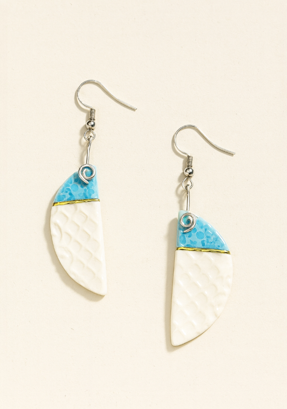 Intricate White Hemisphere Earrings