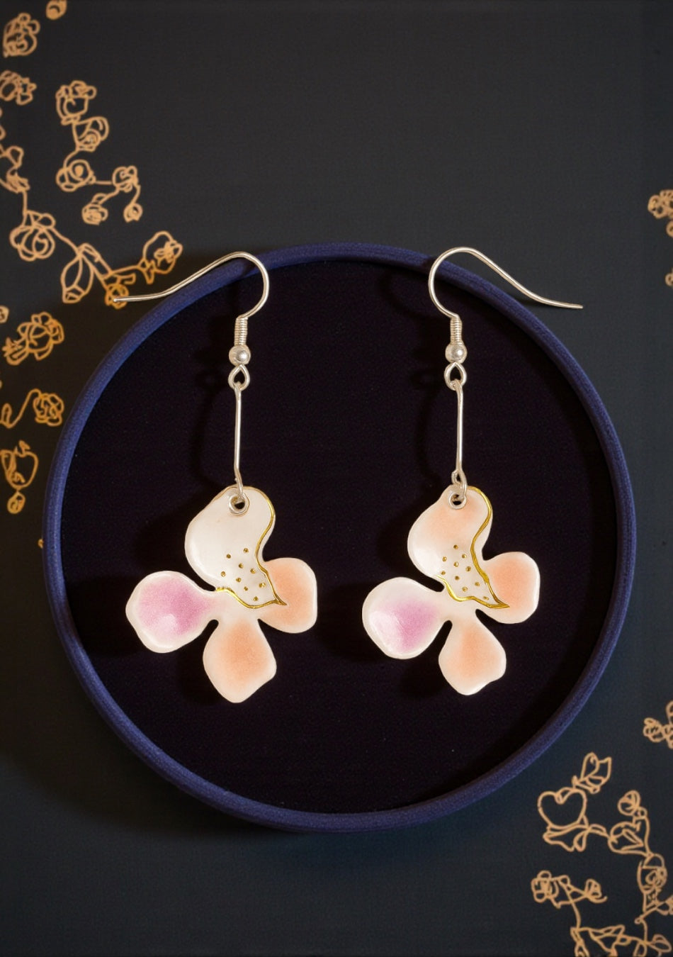 Pink Orange Petal Earrings