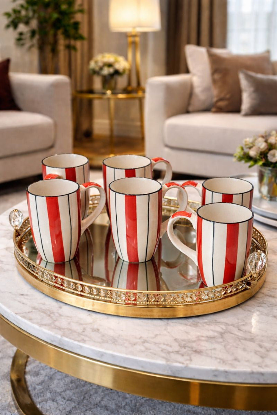 ARAVALII HANDCRAFTED RED STRIPED MUG