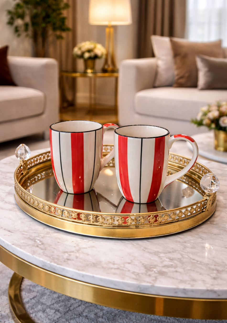 ARAVALII HANDCRAFTED RED STRIPED MUG