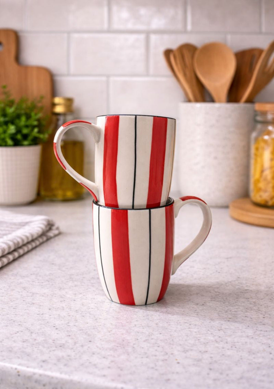 ARAVALII HANDCRAFTED RED STRIPED MUG