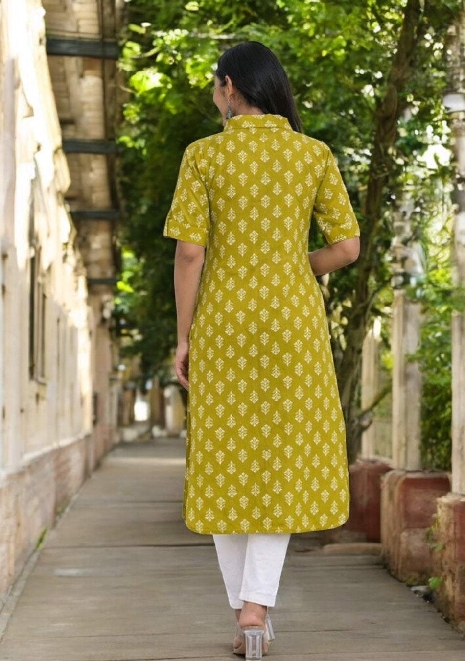 Olive Grace Cotton Kurta