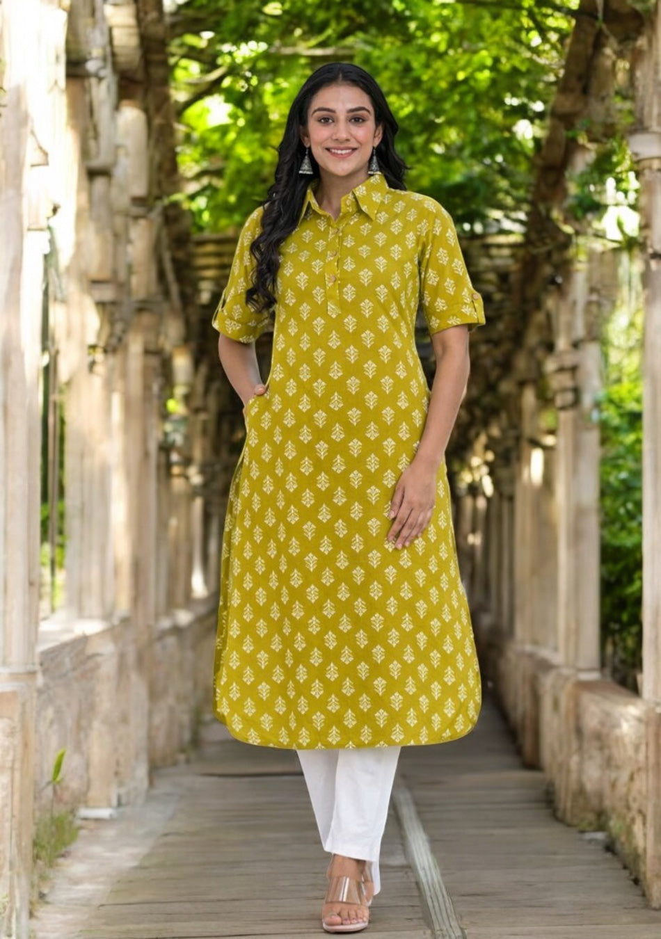Olive Grace Cotton Kurta