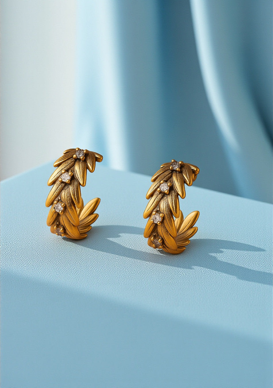 Golden Laurel Hoop Earrings