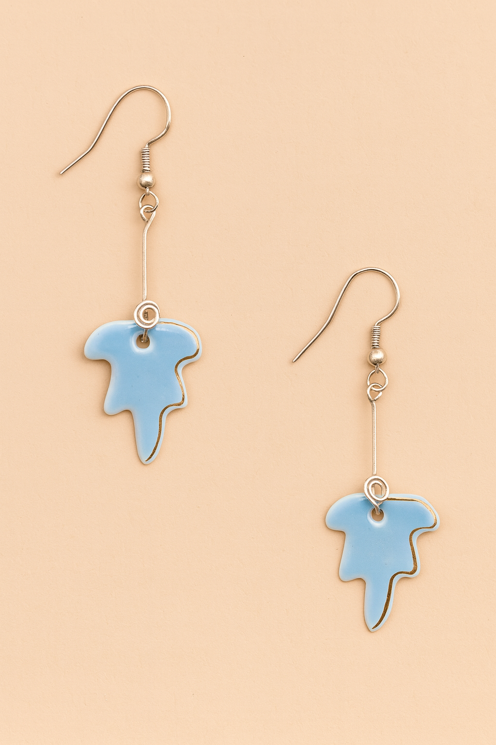 Blue Leaf Porcelain Earrings