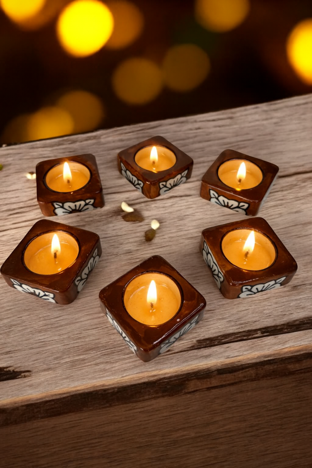 Brown handcrafted floral tealight Diya