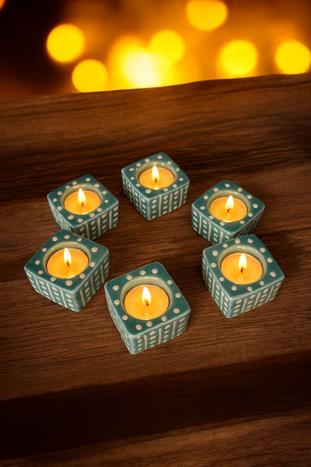 Aqua Dots Handcrafted Tea Light diya