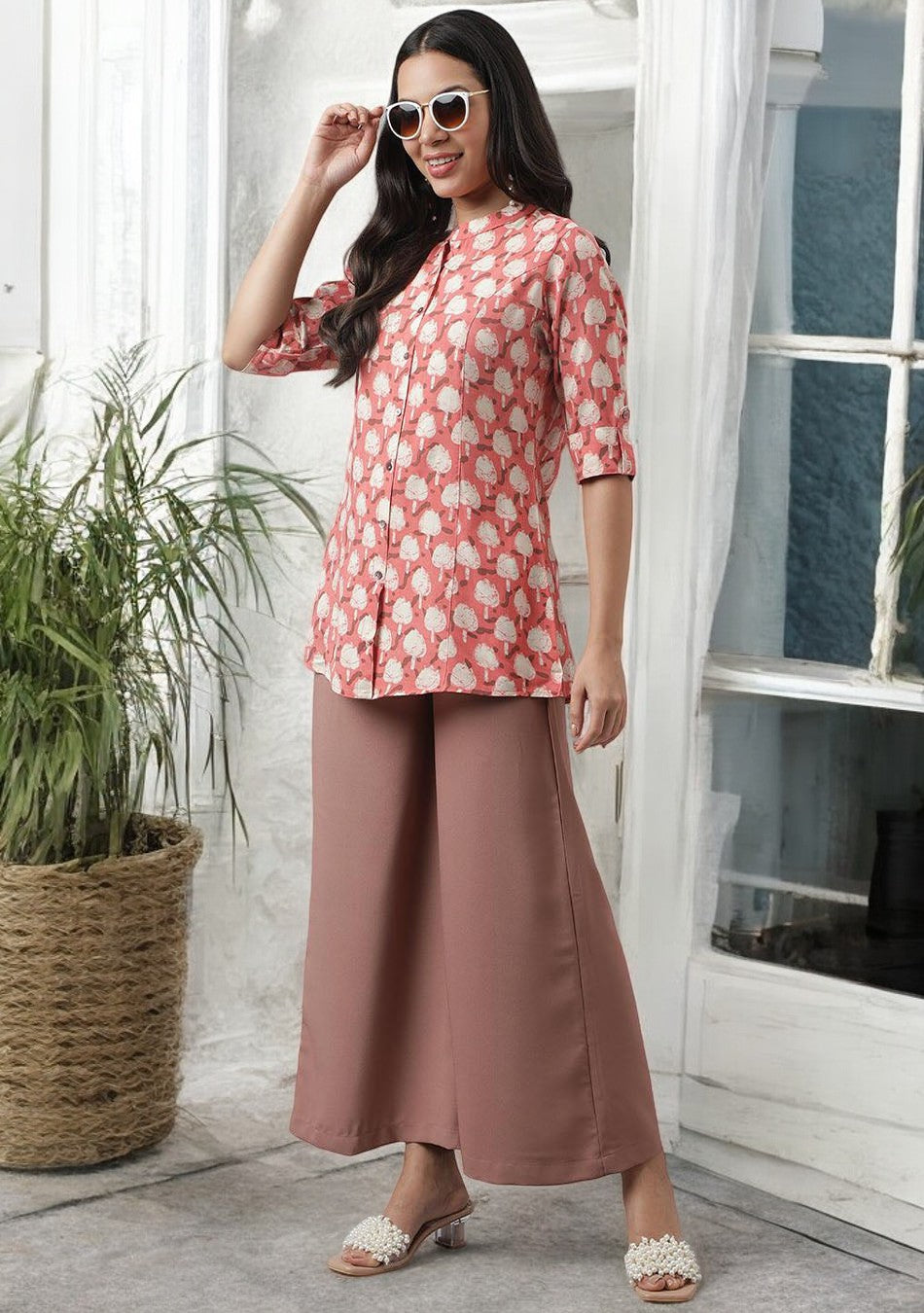 Peach Floral Printed Top