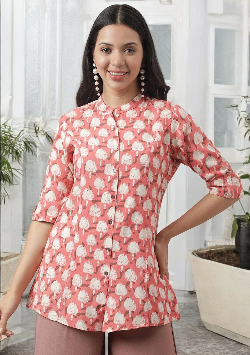Peach Floral Printed Top