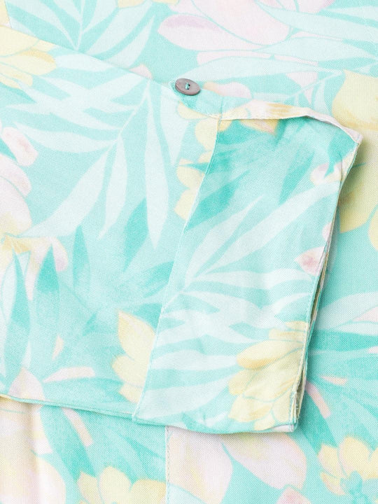 Sea Green Floral Printed Top