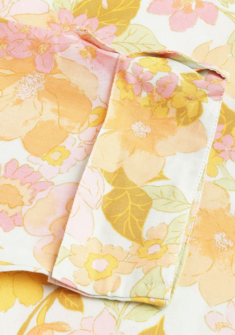 White & Yellow Floral Digital Printed Straight Fold Sleeve Kurta