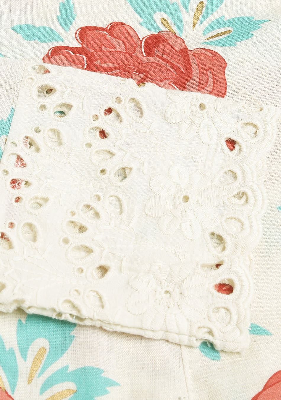 White Floral Printed Cotton A-Line Kurta
