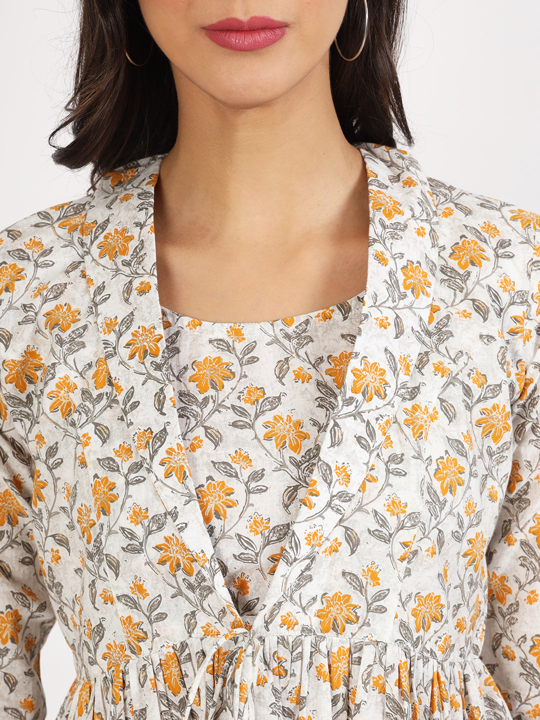 Offwhite Floral Printed Cotton Top