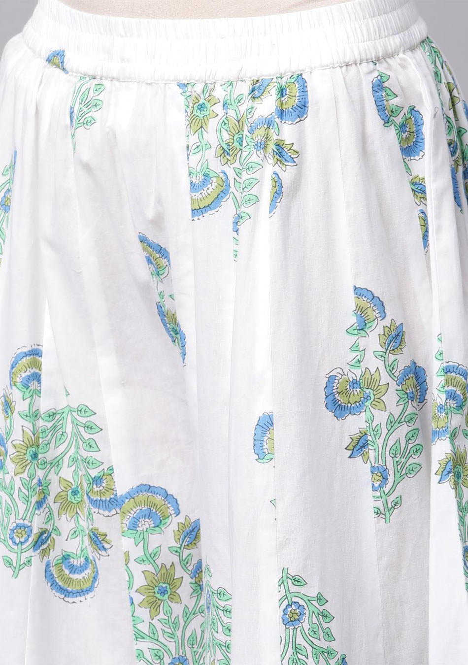 White Floral Printed Kurta Palazzo set with Dupatta