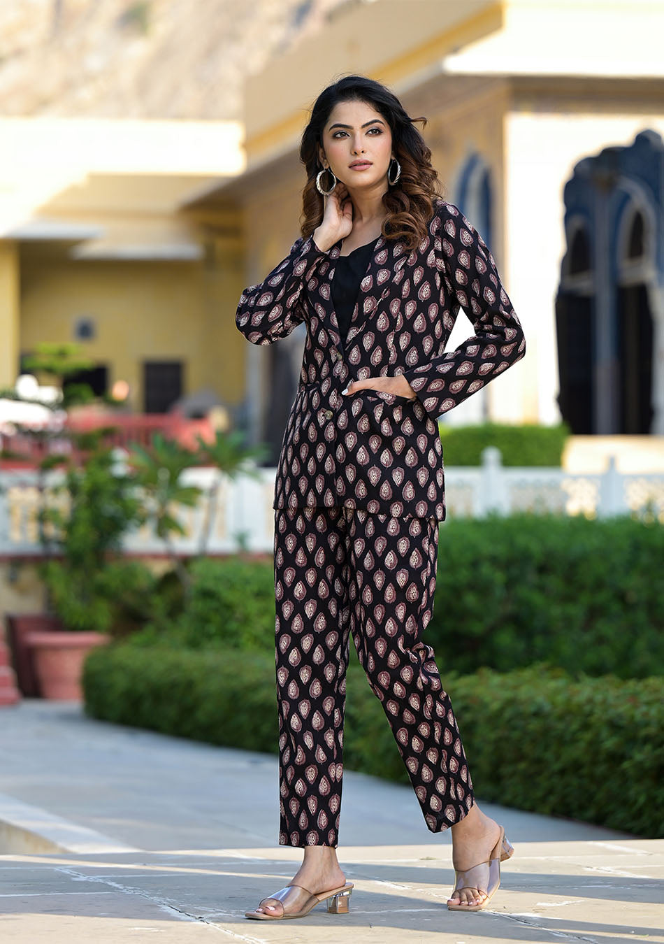 Black & Brown Ethnic Printed Co-ord Set