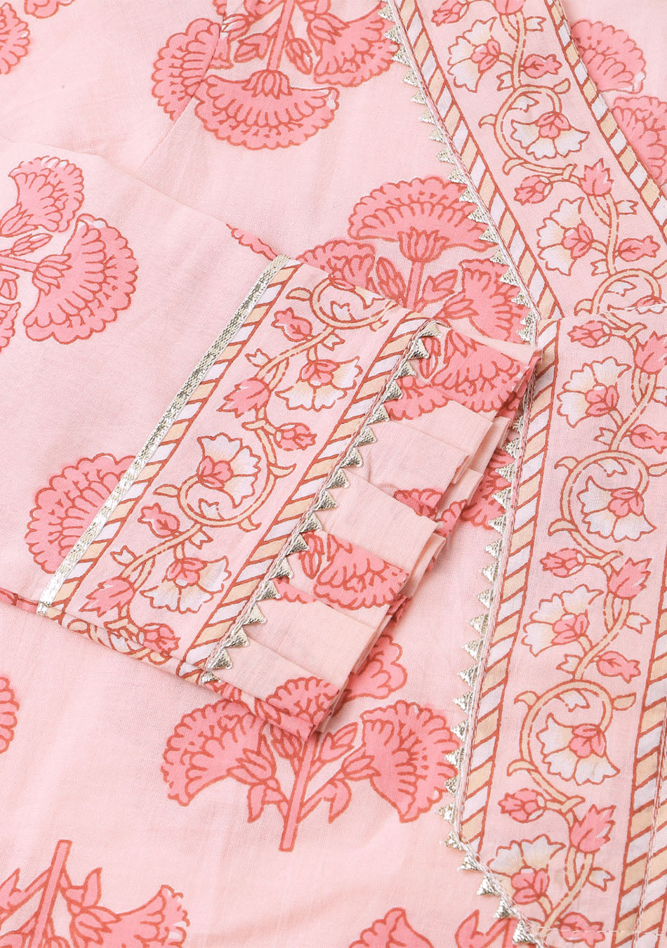 Petal Pink Floral Kurta Pant Set with Dupatta